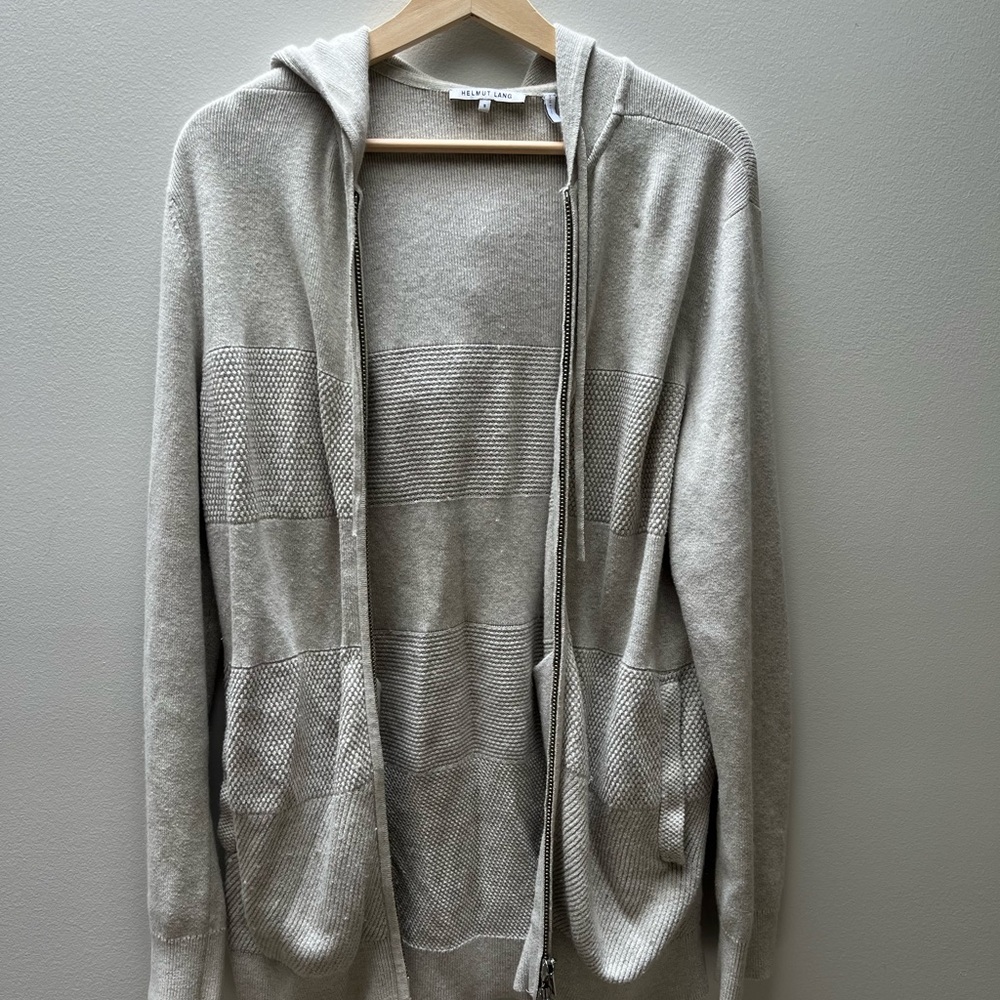Helmut Lang Gray Zip Up Sweater